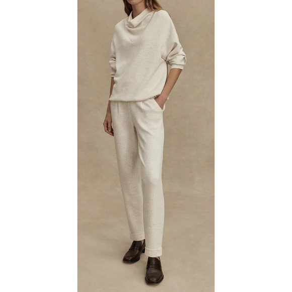 Varley Betsy Sweat Doublesoft Oversized Cowl Neck Sweatshirt Ivory Marl Medium - Picture 10 of 16